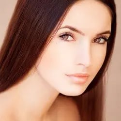 Natural Beauty Portrait with Long Dark Hair Necklift